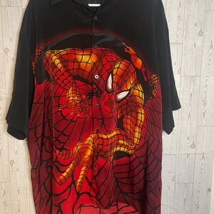 Vintage Y2K Changes 2000 Spider-Man Marvel Button Up All-Over Camp Shirt XL